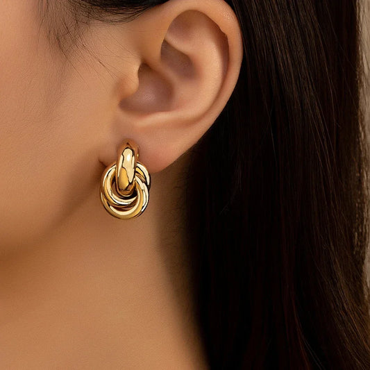 Gold Knot Hoop Earring